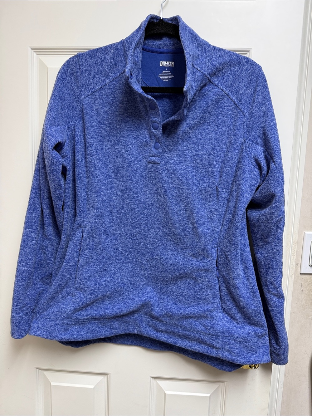Duluth Trading Co Heather Blue Zip-Up Sweater